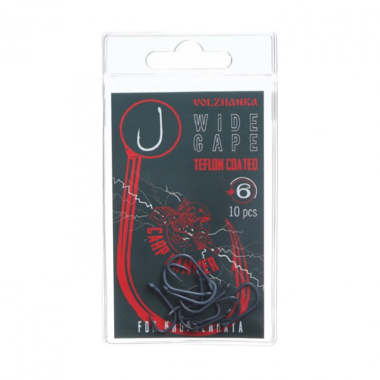 Крючок карповый Volzhanka Wide Gape Teflon №6 10 штук